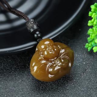 玉井记520情人节礼物和田玉弥勒佛糖料吊坠挂件新疆玉且末糖笑口常开
